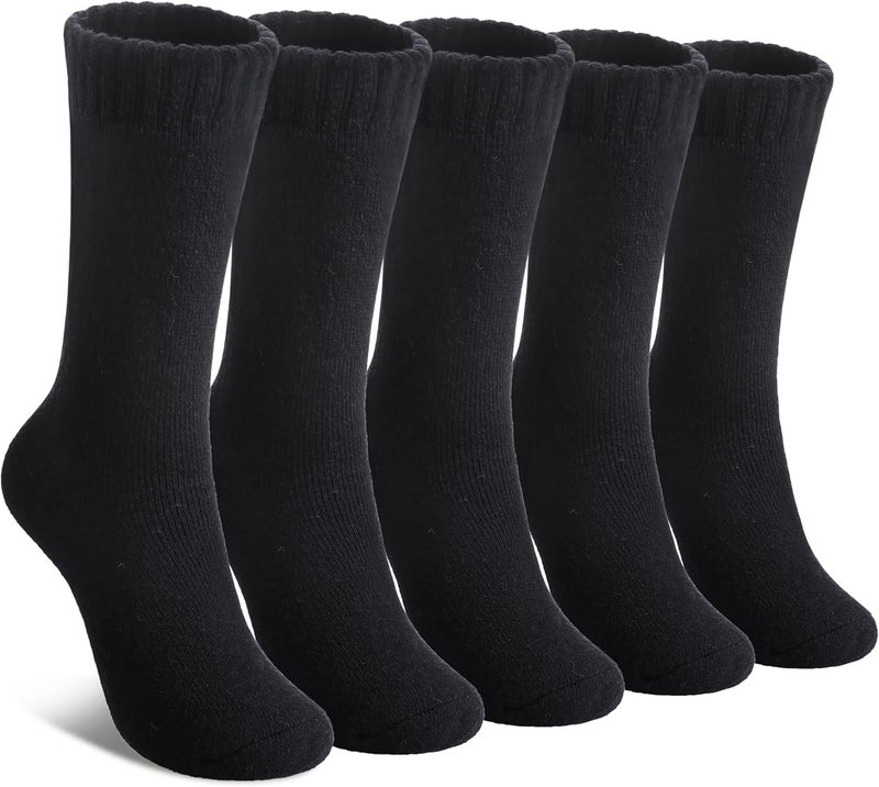 LINEMIN Wool Socks for Women Winter Warm Hiking Thick Warm Cozy Boot Crew Gift Socks 5 Pairs - Image 1